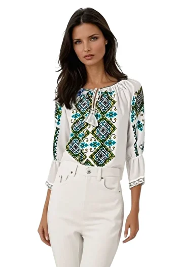 rody's forever Women's blouse type ie 257 white/green size S