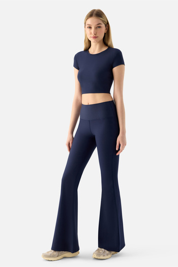 Superstacy Melina Short Sleeve Navy Blue Crop Top
