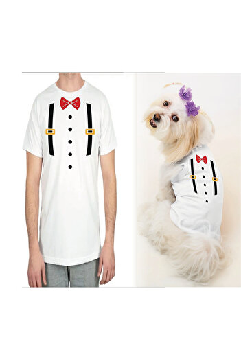 Buddy Store Cat & Dog Clothes Outfits - White Tank Top and Human T-Shirt Suit Kobini (Combed Cotton 100% Cotton)