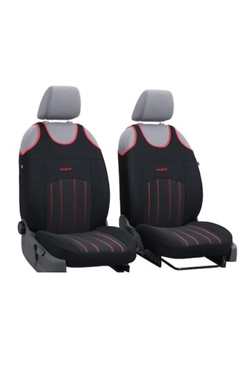 Metru Patrat Set 2 seat covers universal type vest, comfort, textile upholstery, black-red, Metru Patrat