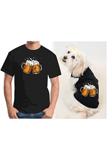 Buddy Store Cat & Dog Clothes Outfits - Black Tank Top and Human T-Shirt Suit Kobini (Combed Cotton 100% Cotton)