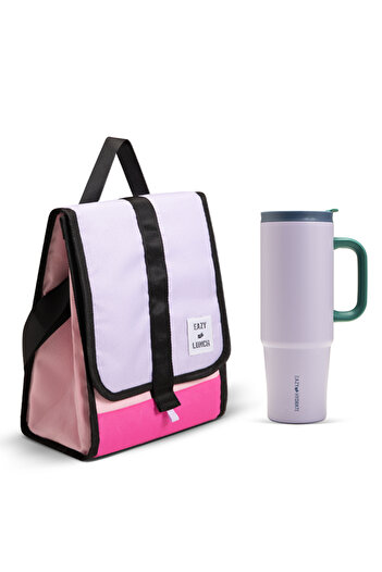 Eazy Kids Insulated Travel Tumbler w/ Lunch Bag, 900ml White