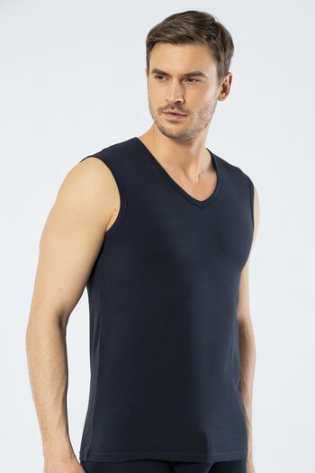 Cacharel Zero Sleeve Men's Undershirt, Sports V-Neck 95% Cotton 5% Lycra