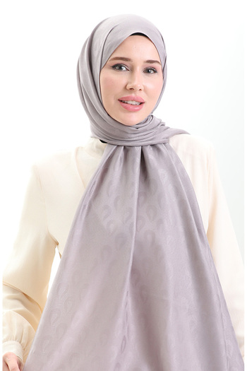 sefamerve Madame Mary Damla Jacquard Shawl 19085-03 Gray