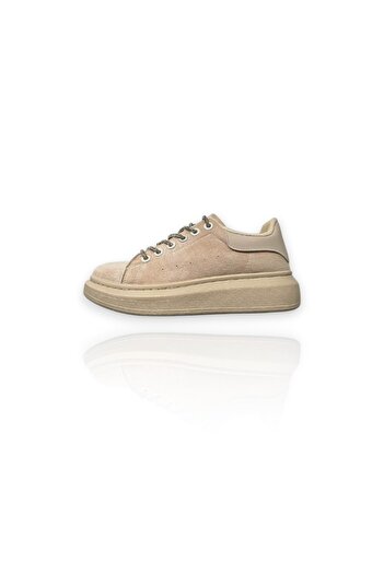 Casual Adidasi dama, casual, din piele ecologica, WW087, Crem