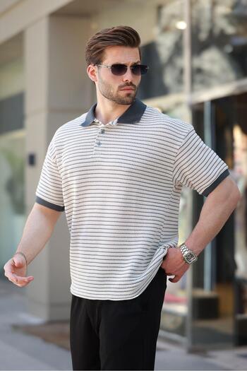 Madmext Smoked Polo Neck Knitwear Men's T-Shirt E7139
