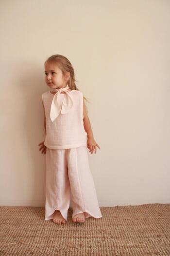 Oh La La Koala For Little Ones Pink Striped Cross Stripe Detailed Muslin Set with Scarf