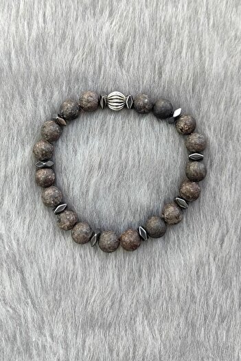 Chavin Elastic Natural Lava Stone Men's Bracelet Ey27