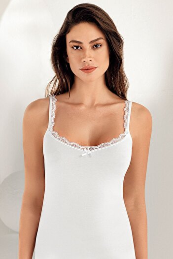 Şahinler Women's Lycra Rope Strap Lace Embroidered Undershirt