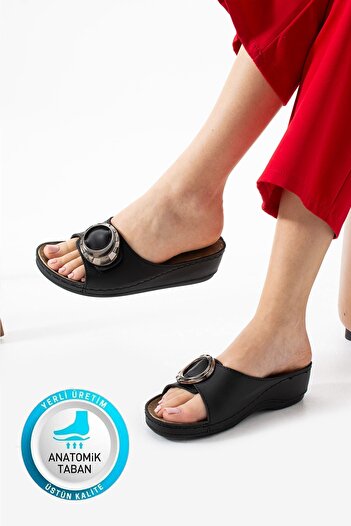 AlbiShoes Sahra Women's Buckle Soft Lightweight Comfortable Sole Daily Out Home Slippers Anatomical Women's Slippers