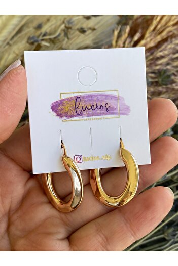 Lucios Oval Small Size Hhoop Earring with Golden Craftsmanship