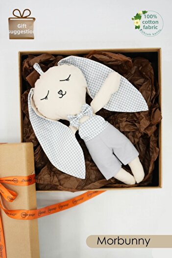 mordesign Natural Baby Embroidered Face - Morbunny Playmate, Newborn Gift