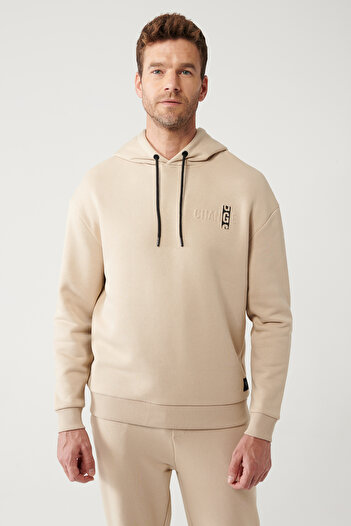 Avva Erkek Bej Kapüşonlu 3 İplik Şardonlu Sweatshirt A32Y1190