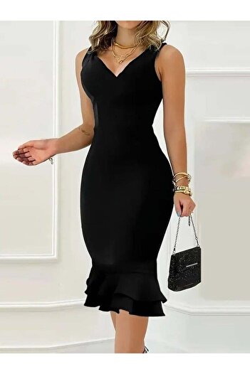 velmorafashion Γυναικείο φόρεμα κατάδυσης με λουράκι V λαιμόκοψη με φερμουάρ στην πλάτη