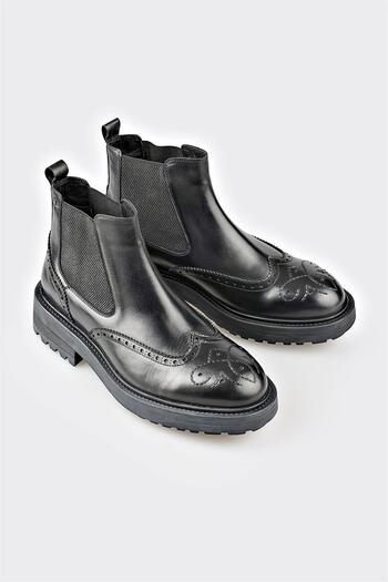 Elle Shoes Siyah Deri Erkek Günlük Bot