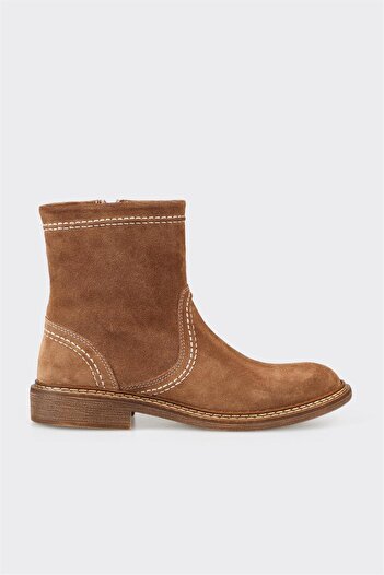 Elle Shoes Tan Leather Women's Casual Boots