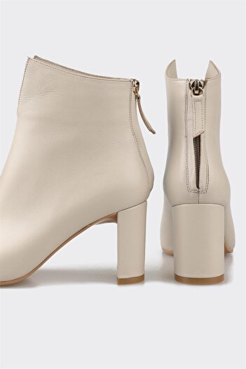 Elle Shoes Bej Kadın Klasik Yüksek Topuk Bot