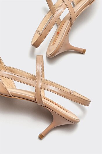 Elle Shoes Naturel Deri Kadın Topuklu Ayakkabı