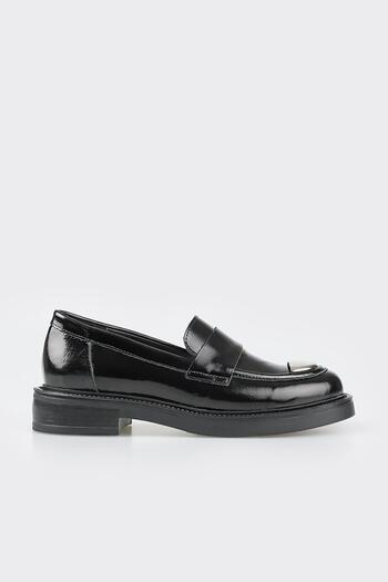 Elle Shoes Черни кожени дамски мокасини