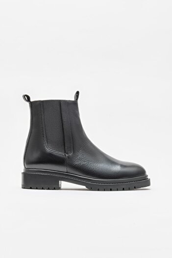Elle Shoes Μαύρα Δερμάτινα Γυναικεία Casual Μποτάκια