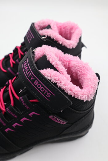 nazenintasarımlar PINK CHILDREN'S COLD RESISTANT WOOL WOOL BOOTS