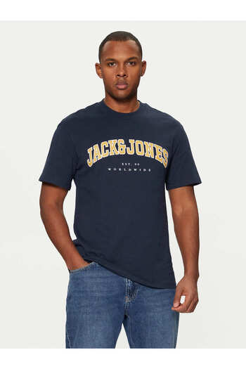 Jack & Jones Crew Neck Logo Printed T-Shirt Navy Blue