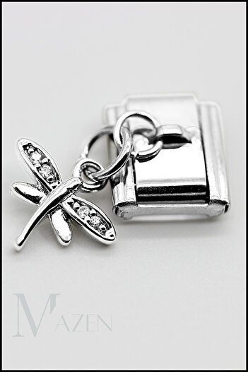 MAZEN 1 Piece Dragonfly Dangle Italian Steel Bracelet Charm