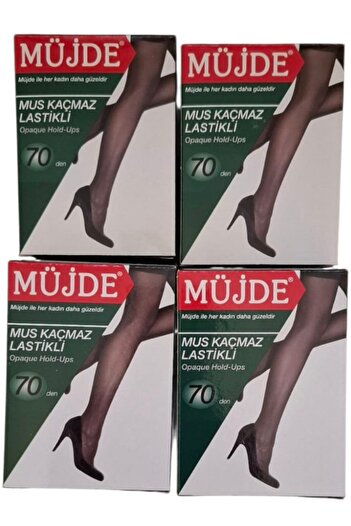 Müjde 4 Pieces Good News 70 Denier Laptop Mousse Socks Thick Tulle-500 Black