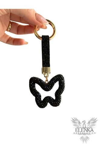 ELENKA Black Butterfly Keychain Model with Zircon Stone