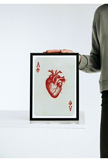 Arthopia İskambil Kağıdı Kupa As Kalp Hearth Pinterest Poster Çerçeveli Hediyelik Dekorasyon Tasarım Tablo