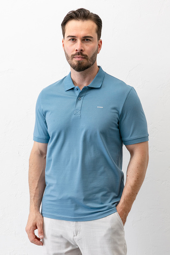 JB John Borners Men's Polo Neck Brand Printed Cotton T-Shirt Light Blue - 25Y 2061
