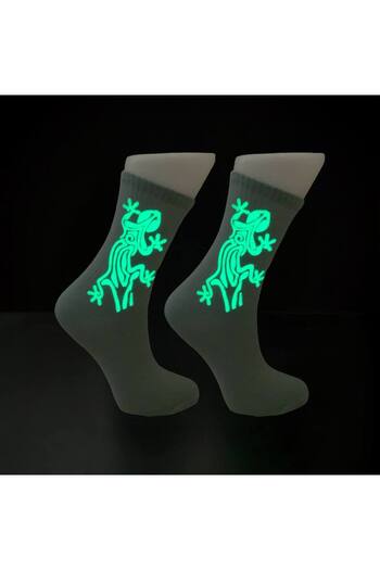 AL Bİ 90LIK Unisex Highlighter Noctilucent Lizard Patterned Socks