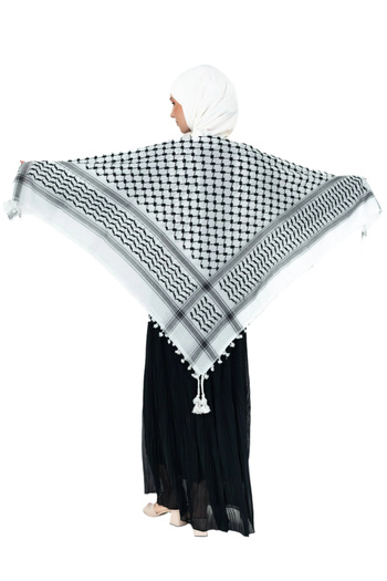 Zaytoon 120 x 120 εκ. Παλαιστινιακό keffiyeh scarf λευκό μαύρο 160 g S 300010