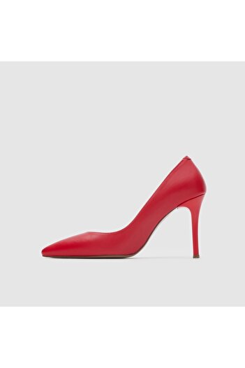 TOGO Kırmızı Hakiki Deri Kadın Stiletto Ayakkabı [060068] - 13 Pont (8.7 cm) Topuk