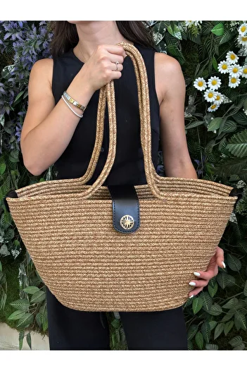 MaVaux Sardinia Handmade Straw Tote with Lid Beach and Daily Bag Fashion in Summer