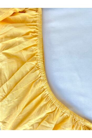 Ricco Lifes Yellow Elastic Sheet Set Solid Color Cotton-Pillow Case Single-Double-Full Size