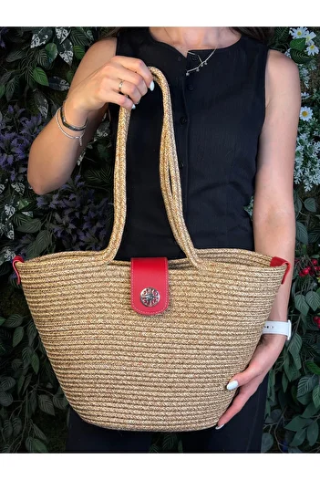 MaVaux Sardinia Handmade Straw Tote with Lid Beach and Daily Bag Fashion in Summer