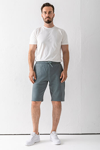 JB John Borners Men's Elastic Waist Laced Pocket Textured Shorts Light Khaki - 8043