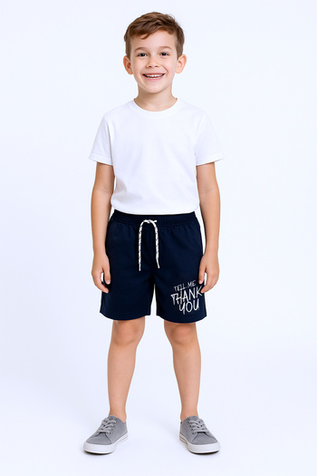 HÇM Boy's Shorts with Pockets, Solid Color Text Printed F29