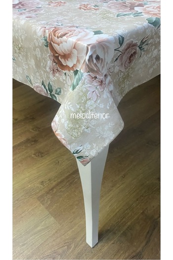 MİRELLA Dekorama Thick Fiber Lined Hydrangea Pattern Gilded Pvc Oilcloth Case Cover