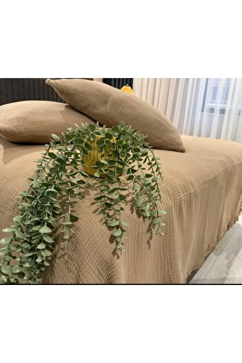 Almir Home Stone Color (Sand Beige 4 Layer Muslin Bedspread (Pike King Size 260-220)