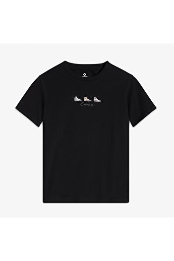 Converse High Tops Γυναικείο Κεντημένο Μαύρο T-Shirt