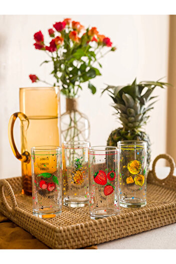 LC Waikiki LCW HOME Printed Glass Set of 4 Glasses 290 Ml
