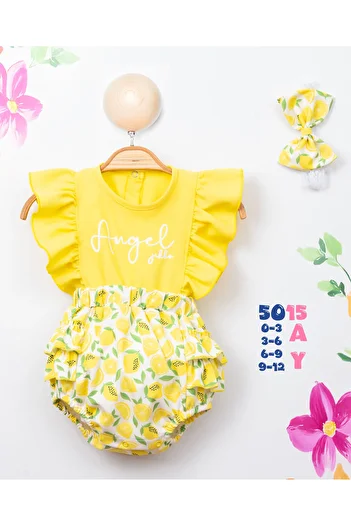 Amur Baby Girl Fruit Patterned Bandana Romper Jumpsuit