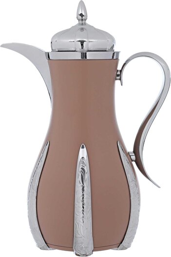 Alsaif Gallery Sana Light Brown And Silver Thermos Set Of Two Pieces