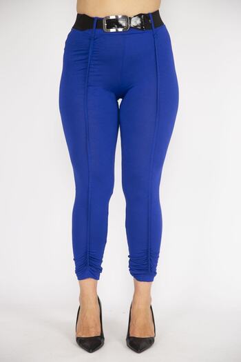 Şans Women's Large Size Saks Belt Accessory Gather Detailed Leggings 65n36766