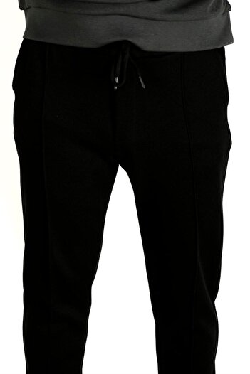 NCS Erkek Siyah Bel İpli Slim Fit Yan Cepli Armürlü Jogger Pantolon NCS JEANS 1642