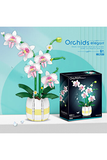 Choice 616pcs with Box Building Blocks Orchid Flowers Bouquet Flower Blocks Bonsai Plant Model Bricks Roman