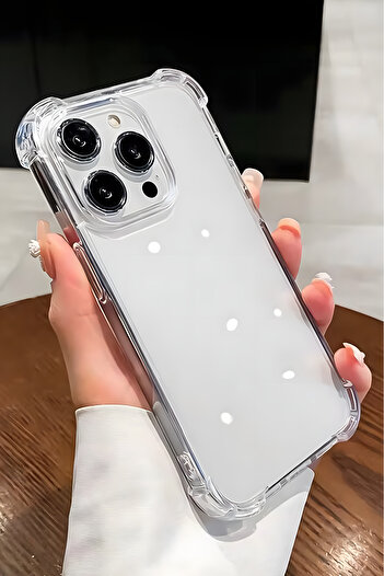 Fibaks Apple iPhone 16 Pro Max Case Antishock Shock Absorbing Camera Protection Flexible Transparent Silicone Cover