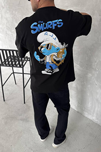 İLKCET MODA Μπλουζάκι Smurf με στάμπα Unisex Oversize